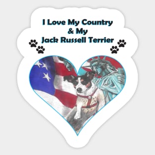 I Love My Country My Jack Russell Terrier Patriotic Tee Sticker